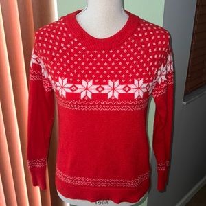 H&M Red White Knit Sweater